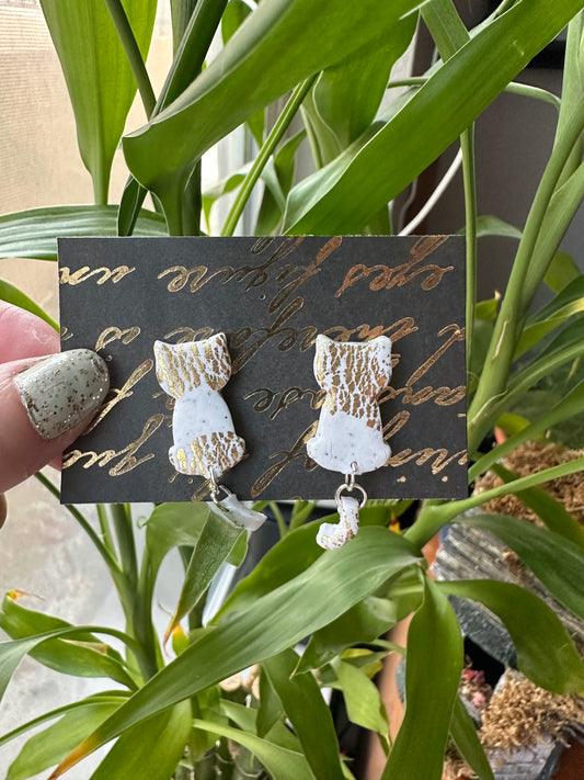 Gold Cat Earrings