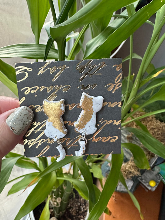 Gold Cat Earrings #2